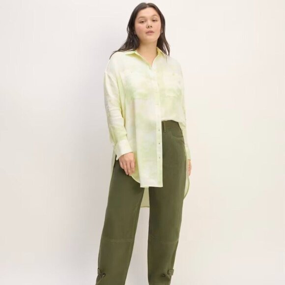 NWT Everlane x Marques Almeida Tie-Dye Satin Seafoam Button Down Tunic Shirt L - Picture 2 of 9